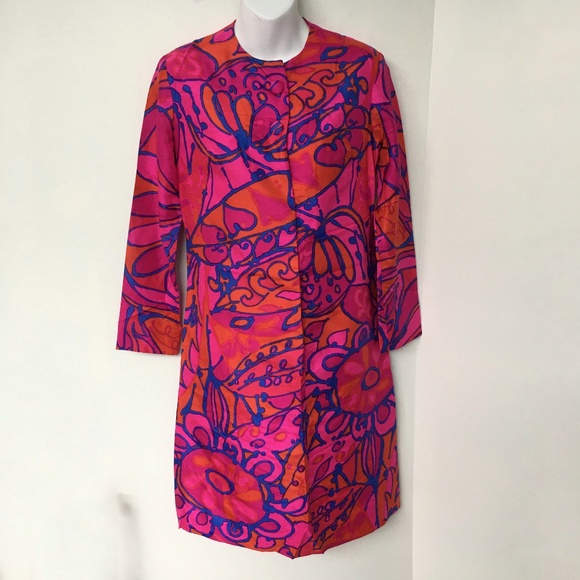 Anthony Allan Dresses & Skirts - Anthony Allan Dress Vintage  Union Bright Pink Orange Front Zipper Back Pleat